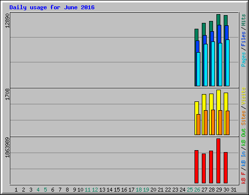 Daily usage for June 2016